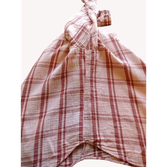 Universal Thread Top XL Plaid Button Up Pocket Long Sleeve Salmon Pink - Picture 10 of 11